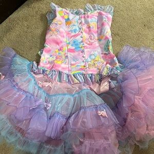 Dollskill candy land skirt and corset top.